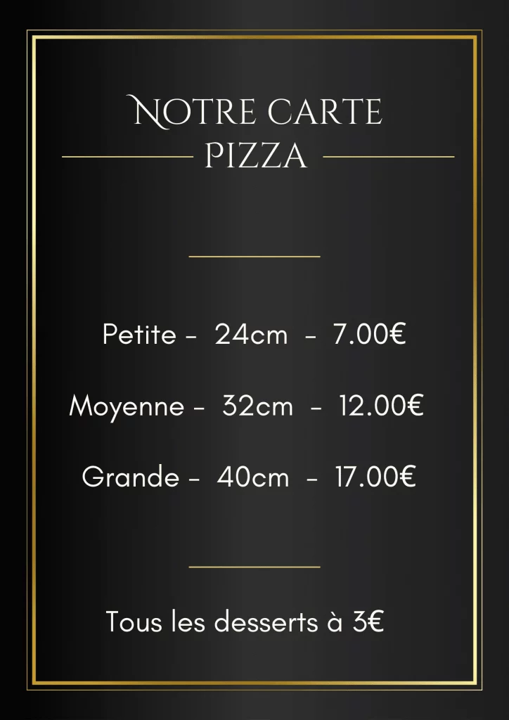 Carte pizzeria Bordeaux